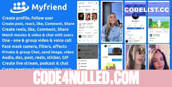 Myfriend v3.0 - Friend Chat Post Tiktok Follow Radio Group ecommerce Zoom Live clone social network app