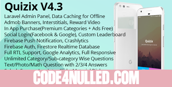 Quizix v4.3 - Android Quiz App with AdMob, FCM Push Notification, Offline Data Caching