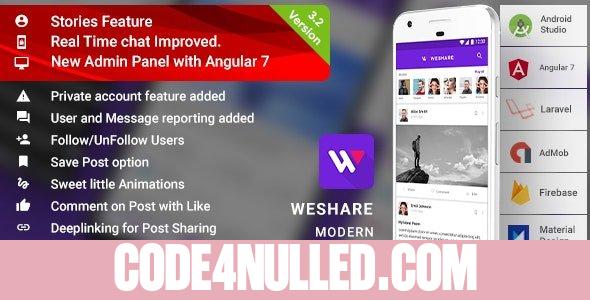 WeShare v4.1 - Social Media Sharing Android App with Angular Admin